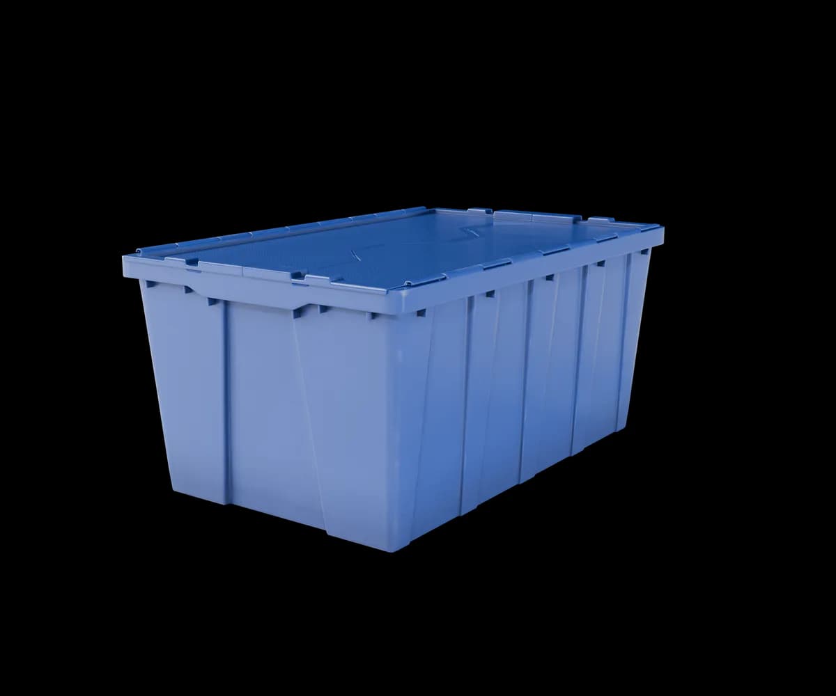 A single royal-blue Sorted bin with labeled dimensions: 27 inches long, 17 inches wide, 12.5 inches tall.